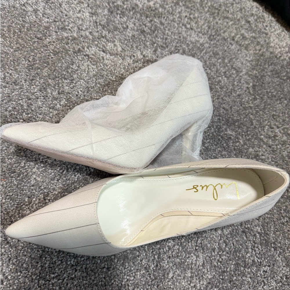 Lulu's White Pinstripe Heels - Picture 4 of 6